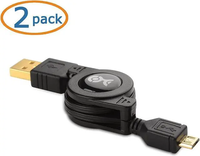 Alt view image 2 of 7 - Cable Matters 2-Pack Retractable Micro USB Cable - 2.5 Feet