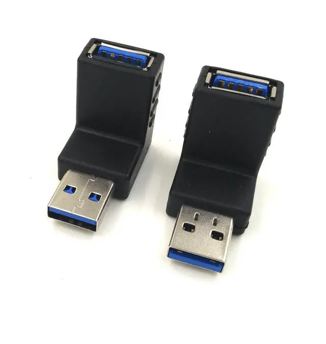 Alt view image 3 of 7 - EVESKY 2pcs USB 3.0 up down Male to Female Extension Adapter Combo Upward and Downward 90 degree Right Angle USB 3.0 Super-speed Connector Adapter(BLACK)