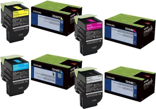 Main image of Lexmark 70C1HK0 70C1HC0 70C1HM0 70C1HY0 CS310 CS410 CS510 Toner Cartridge Set (Black Cyan Magenta Yellow, 4-Pack) in Retail Packaging