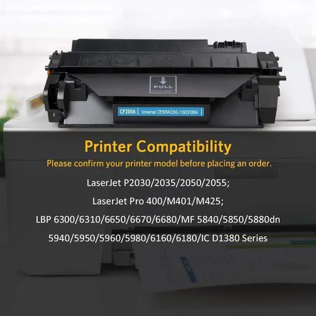 Alt view image 5 of 7 - v4ink 3PK Compatible CF280A CRG119 Toner Cartridge Replacement for HP 80A CF280A Toner Cartridge Black Ink for HP Pro 400 M401N M401DN M401DNE M401DW HP MFP M425DN M425DW Printer