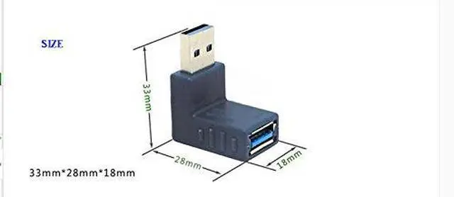 Alt view image 7 of 7 - EVESKY 2pcs USB 3.0 up down Male to Female Extension Adapter Combo Upward and Downward 90 degree Right Angle USB 3.0 Super-speed Connector Adapter(BLACK)