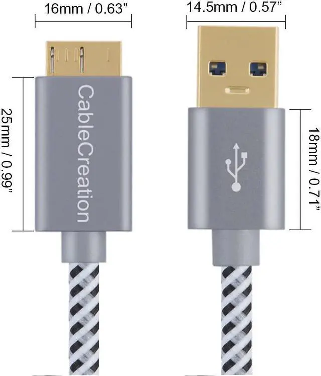 Alt view image 6 of 7 - USB 3.0 Micro Cable, Cablecreation USB 3.0 A to Micro B Cord, Compatible with External Hard Drive, HD Camera, Charging Samsung Galaxy S5, Note 3/N9000, 3.3FT / 1M, Space Gray Aluminum