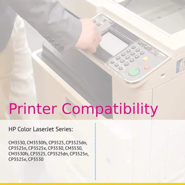 Alt view image 5 of 7 - Compatible Toner Cartridge Replacement for  CP3525n CE250A Black CE251A Cyan CE252A Yellow CE253A Magenta  504A COLOR CM3530 CM3530FS CP3525DN CP3525X CP3520 CM3530FS MFP 4 Color Set