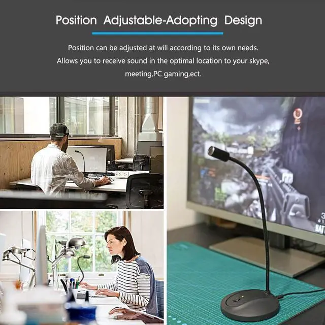Alt view image 6 of 6 - JOUNIVO USB Microphone, 360 Degree Adjustable Gooseneck Design, Mute Button & LED Indicator, Noise-Canceling Technology, Plug & Play, Compatible with Windows & MacOS