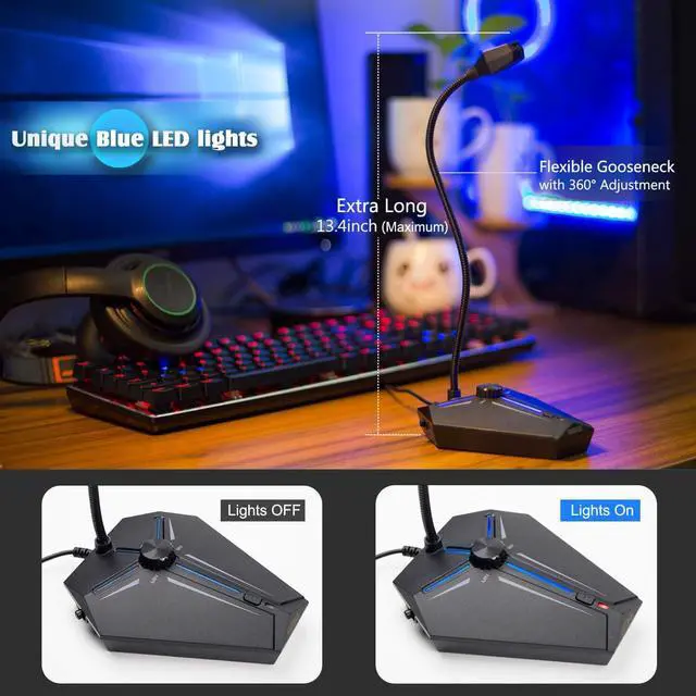 Alt view image 6 of 7 - CMTECK USB Computer Microphone, Plug &Play Desktop Omnidirectional Condenser PC Laptop Mic, Mute Button with LED Indicator, Compatible with Windows/Mac, Ideal for YouTube, Skype, Recording, Games