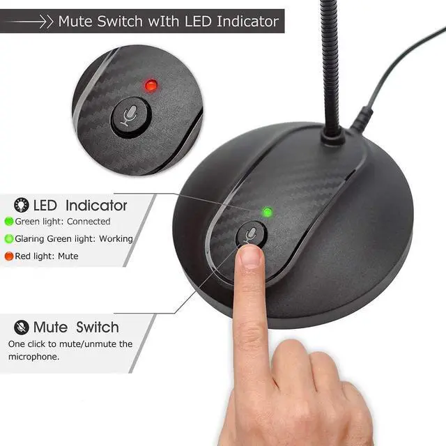 Alt view image 4 of 6 - JOUNIVO USB Microphone, 360 Degree Adjustable Gooseneck Design, Mute Button & LED Indicator, Noise-Canceling Technology, Plug & Play, Compatible with Windows & MacOS