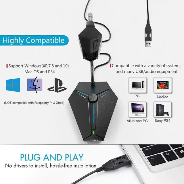 Alt view image 5 of 7 - CMTECK USB Computer Microphone, Plug &Play Desktop Omnidirectional Condenser PC Laptop Mic, Mute Button with LED Indicator, Compatible with Windows/Mac, Ideal for YouTube, Skype, Recording, Games