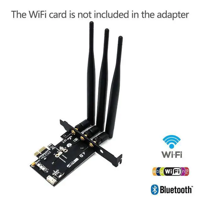 Alt view image 2 of 7 - WiFi + Bluetooth 4.0 Card to PCI-E x1 Adapter Card PC/Hackintosh Without BCM943224PCIEBT2/bcm94360CS2/BCM943602CS (Black) (WiFi + Bluetooth 4.0)