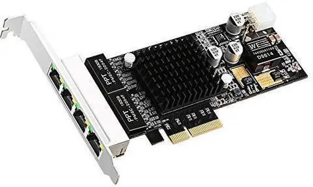 Main image of 4Port PCI-E 4X Gigabit Network Card POE LAN Interface Card Quad RJ45 Ports 10/100/1000Mbps for Intel350