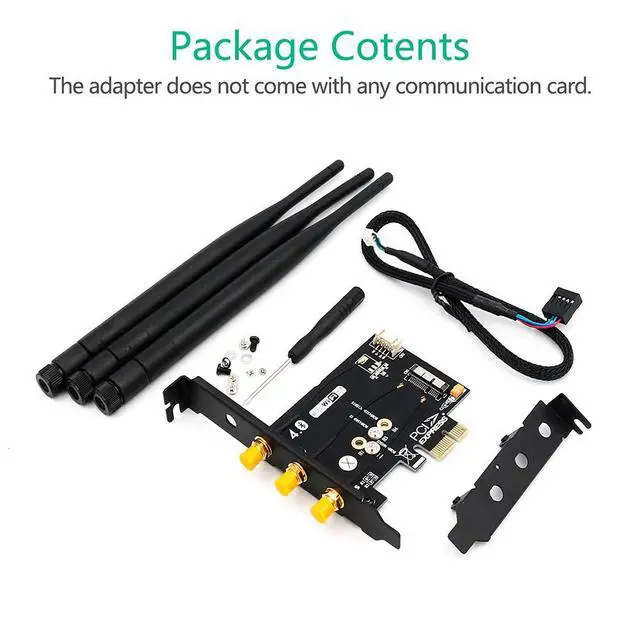 Alt view image 7 of 7 - WiFi + Bluetooth 4.0 Card to PCI-E x1 Adapter Card PC/Hackintosh Without BCM943224PCIEBT2/bcm94360CS2/BCM943602CS (Black) (WiFi + Bluetooth 4.0)