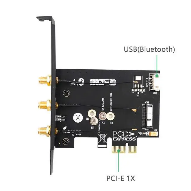 Alt view image 3 of 7 - WiFi + Bluetooth 4.0 Card to PCI-E x1 Adapter Card PC/Hackintosh Without BCM943224PCIEBT2/bcm94360CS2/BCM943602CS (Black) (WiFi + Bluetooth 4.0)