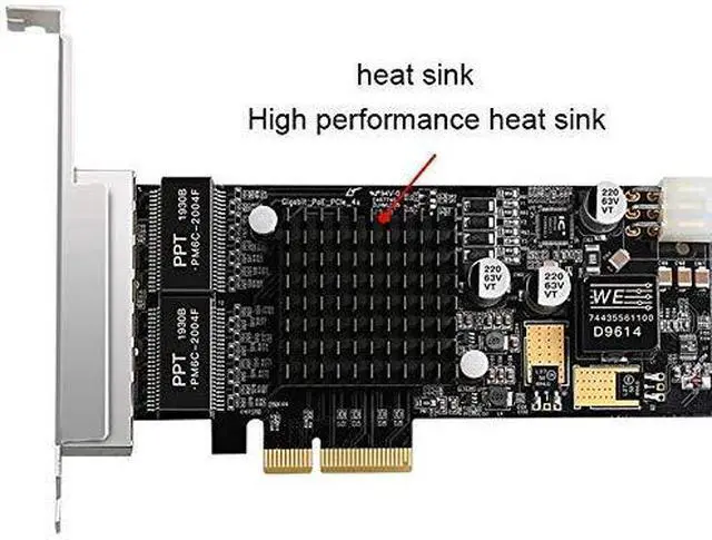 Alt view image 2 of 4 - 4Port PCI-E 4X Gigabit Network Card POE LAN Interface Card Quad RJ45 Ports 10/100/1000Mbps for Intel350