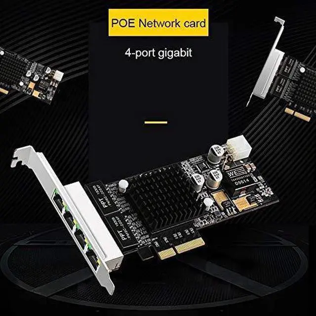 Alt view image 4 of 4 - 4Port PCI-E 4X Gigabit Network Card POE LAN Interface Card Quad RJ45 Ports 10/100/1000Mbps for Intel350