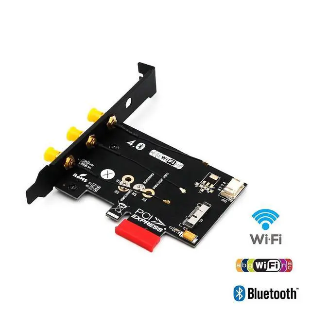 Alt view image 4 of 7 - WiFi + Bluetooth 4.0 Card to PCI-E x1 Adapter Card PC/Hackintosh Without BCM943224PCIEBT2/bcm94360CS2/BCM943602CS (Black) (WiFi + Bluetooth 4.0)