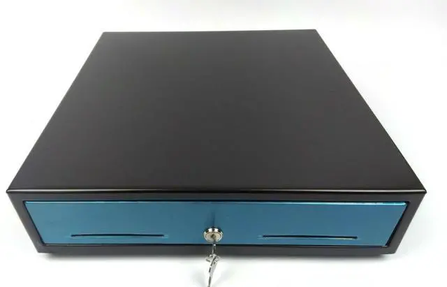 Alt view image 3 of 5 - NCR CP MS 16IN CASH DRAWER 24V DIRECT DRIVE 5B5C BLACK WITH STAINLESS STEEL FRONT AED SVC REPLACES 217630009090