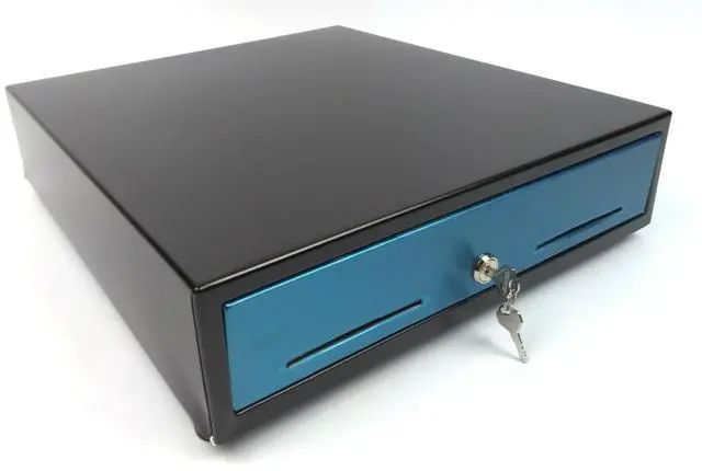 Alt view image 2 of 5 - NCR CP MS 16IN CASH DRAWER 24V DIRECT DRIVE 5B5C BLACK WITH STAINLESS STEEL FRONT AED SVC REPLACES 217630009090