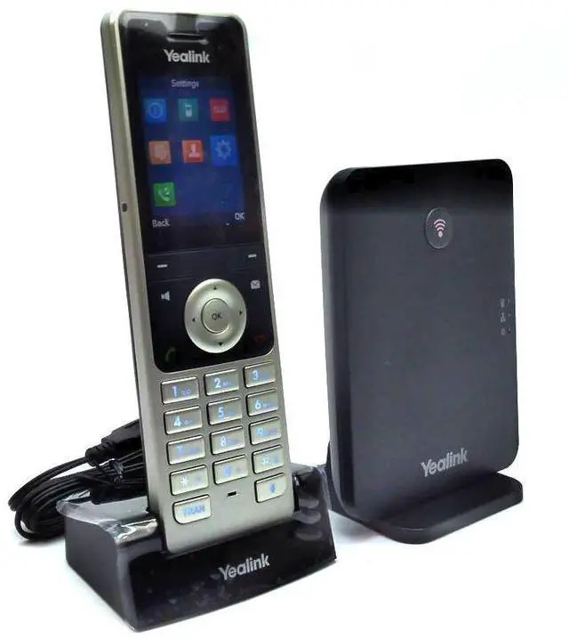 Alt view image 3 of 10 - Yealink W76P IP Phone Cordless Corded DECT Wall Mountable Desktop Silver/Gray