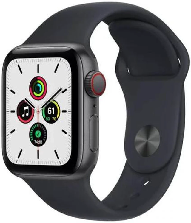 Main image of Apple Watch SE 40mm GPS + Cellular Unlocked - Space Gray Aluminum Case - Black Sport Band (2020) - Very Good Condition