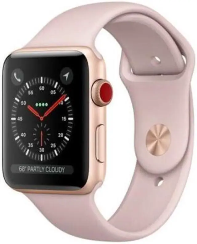 Main image of Apple Watch Series 3 42mm GPS + Cellular Unlocked - Gold Aluminum Case - Pink Sport Band (2017) - Very Good Condition
