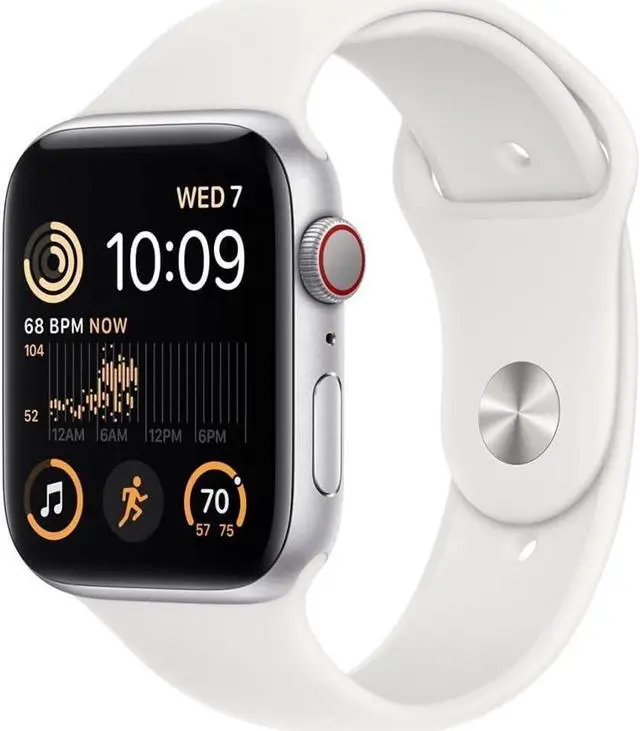 Main image of Apple Watch SE 2nd Generation 44mm GPS - Silver Aluminum Case - White Sport Band (2022) - Good Condition