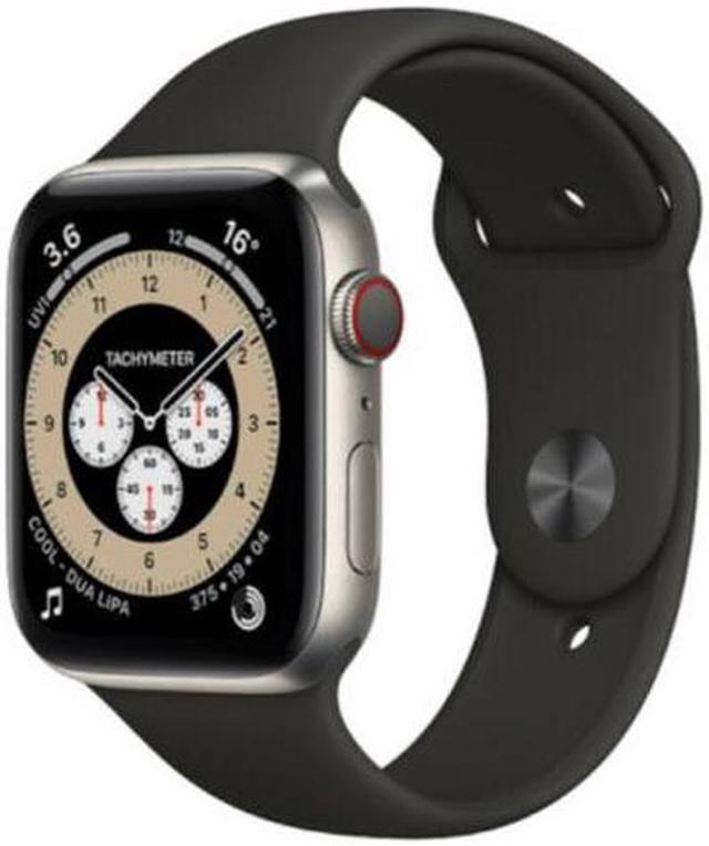 Refurbished: Apple Watch Series 6 44mm GPS + Cellular Unlocked - Gray  Titanium Case - Black Sport Band (2020) - Very Good Condition - Newegg.com