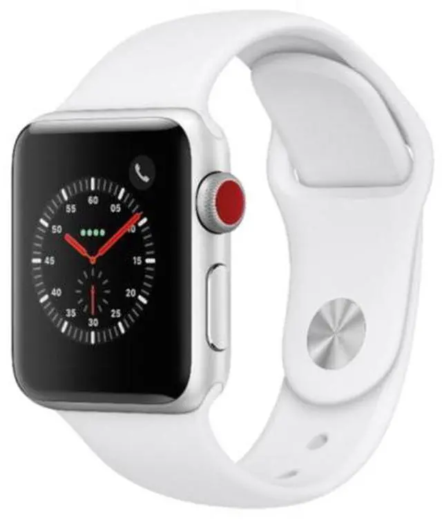 Main image of Apple Watch Series 3 42mm GPS + Cellular Unlocked - Silver Aluminum Case - White Sport Band (2017) - Excellent Condition