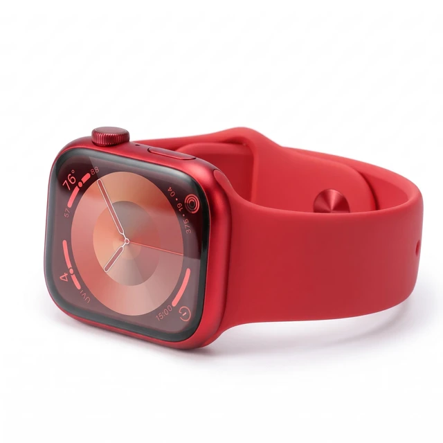 Alt view image 3 of 4 - Apple Watch Series 9 45mm GPS Red Aluminum Case with Red Sport Band - Good Condition