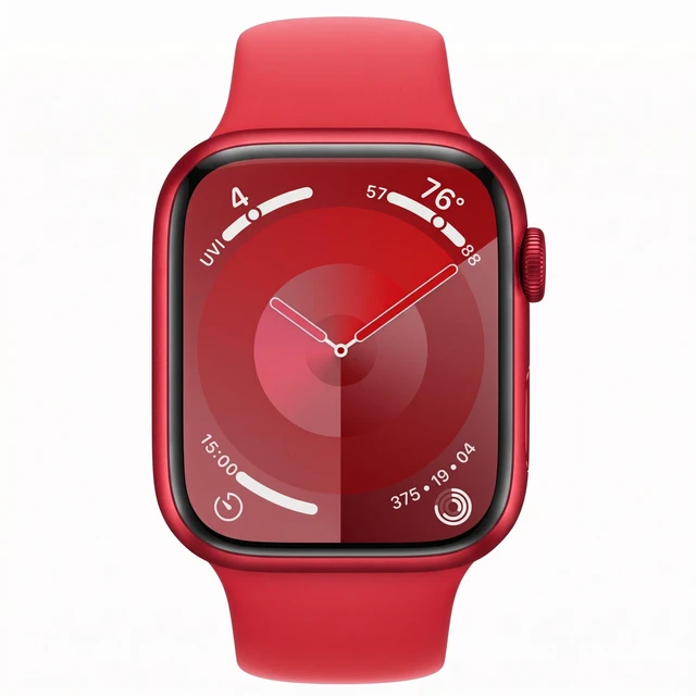 Alt view image 2 of 4 - Apple Watch Series 9 45mm GPS Red Aluminum Case with Red Sport Band - Good Condition