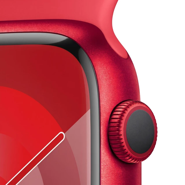 Alt view image 4 of 4 - Apple Watch Series 9 45mm GPS Red Aluminum Case with Red Sport Band - Good Condition
