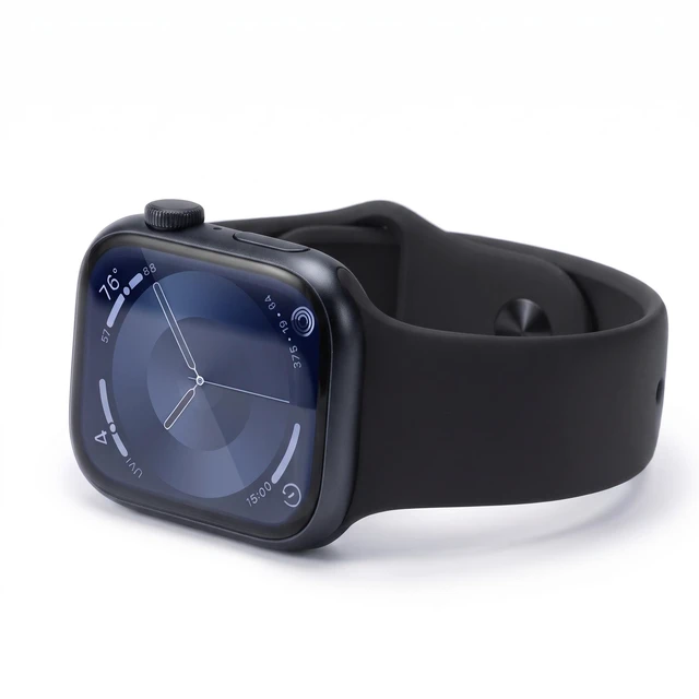 Alt view image 3 of 5 - Apple Watch Series 9 45mm GPS Midnight Aluminum Case with Midnight Sport Band - Good Condition
