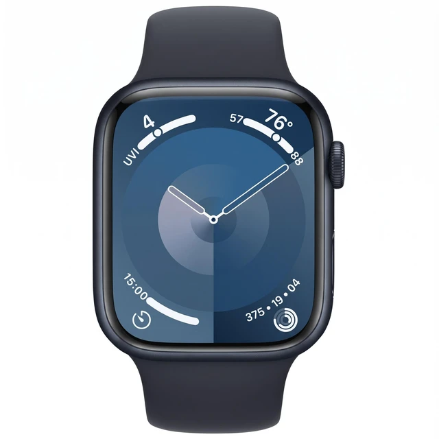 Alt view image 2 of 6 - Apple Watch Series 9 45mm GPS Midnight Aluminum Case with Midnight Sport Band - Very Good Condition