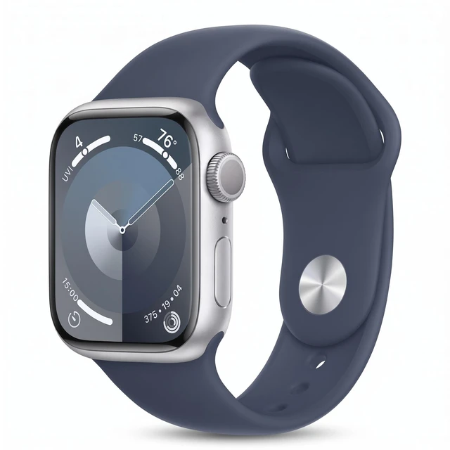 Main image of Apple Watch Series 9 41mm GPS Silver Aluminum Case with Blue Sport Band - Good Condition