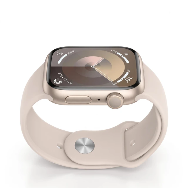 Alt view image 5 of 7 - Apple Watch Series 9 41mm GPS Starlight Aluminum Case with Starlight Sport Band - Very Good Condition