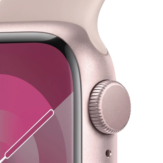 Alt view image 7 of 7 - Apple Watch Series 9 41mm GPS Pink Aluminum Case with Pink Sport Band - Good Condition