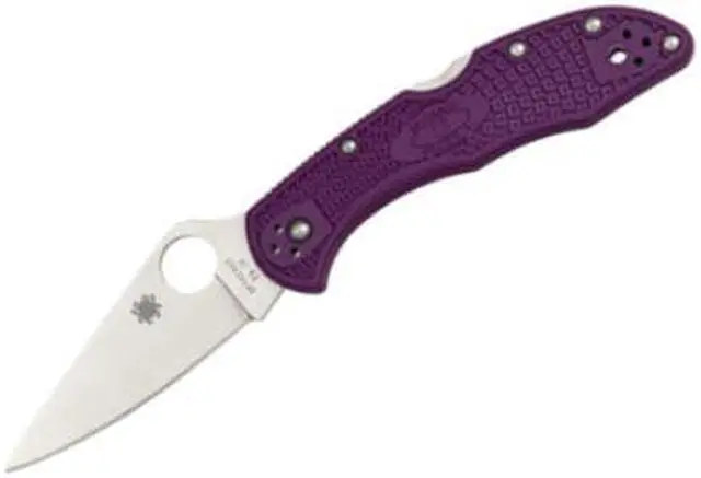 Alt view image 6 of 20 - Spyderco Delica 4 Folder 2.88 in Plain Purple FRN Handle