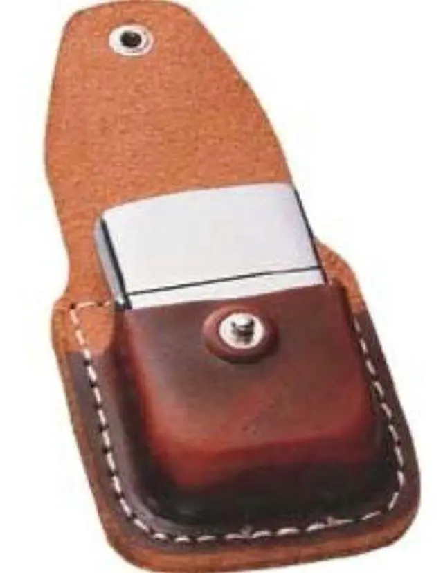 Alt view image 3 of 9 - Zippo ZO17020 Lighter Lighter Pouch Brown Leather Attaches To Belt W/ Clip Light