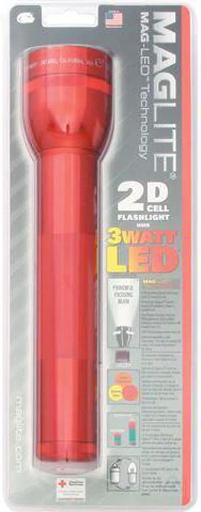 Alt view image 8 of 14 - Maglite ST2D036 Red 2-D Cell 10" 3-Watt LED Flashlight w/ Adjustable Beam