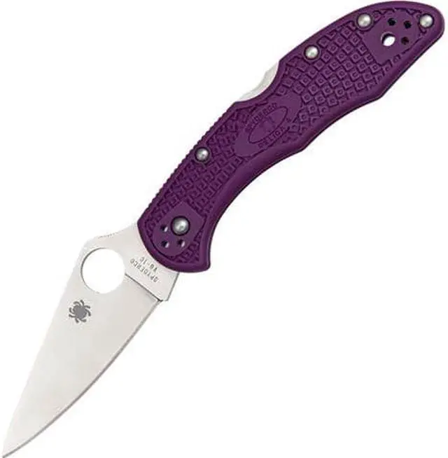 Alt view image 8 of 20 - Spyderco Delica 4 Folder 2.88 in Plain Purple FRN Handle