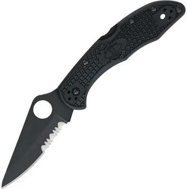 Alt view image 4 of 13 - Spyderco Delica4 Folder Knife 2.9" Partial Titanium Carbonitride Vg10 SS 499Ssg1