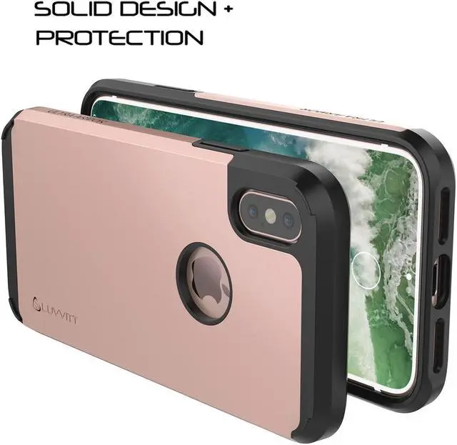 Alt view image 6 of 7 - Luvvitt Ultra Armor Dual Layer Case for iPhone X / XS - Rose Gold