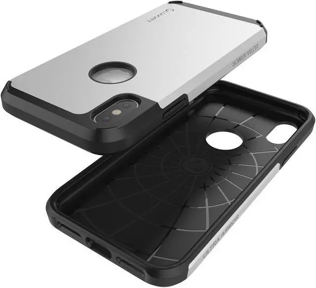 Alt view image 7 of 7 - Luvvitt Ultra Armor Dual Layer Case for iPhone XS / X 5.8 inch 2017-2018 Silver