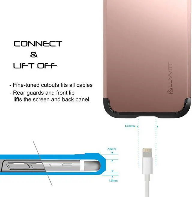 Alt view image 5 of 7 - Luvvitt Ultra Armor Dual Layer Case for iPhone 8 Plus - Rose Gold