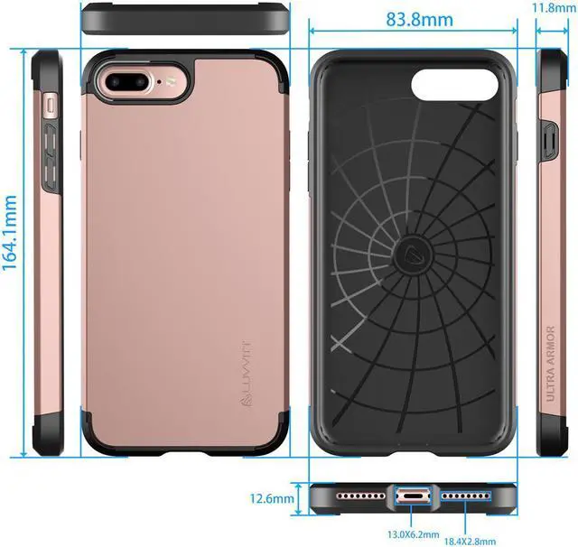 Alt view image 7 of 7 - Luvvitt Ultra Armor Dual Layer Case for iPhone 8 Plus - Rose Gold
