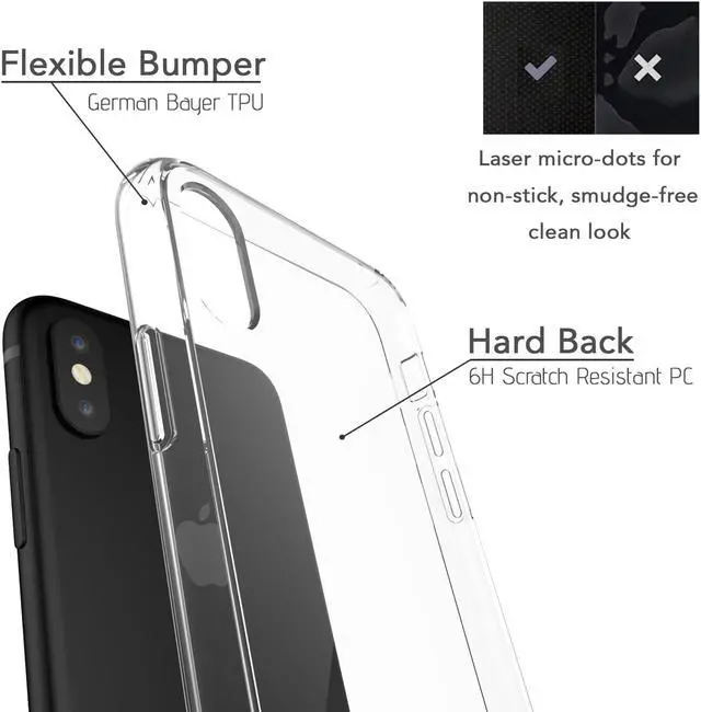 Alt view image 2 of 6 - Luvvitt Clear View Hybrid Case for iPhone X / XS - Crystal Clear