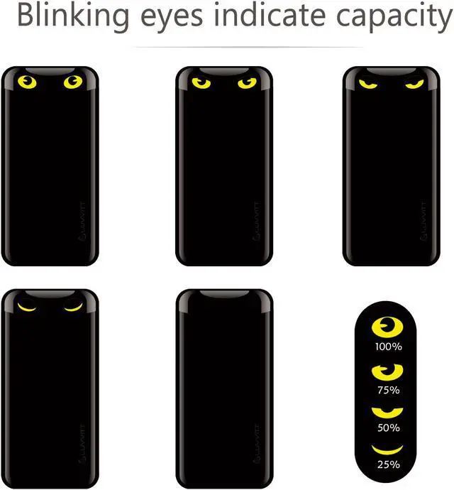Alt view image 2 of 5 - LUVVITT EMOJI Power Bank 6000 mAh Ultra Slim Portable Charger - Black
