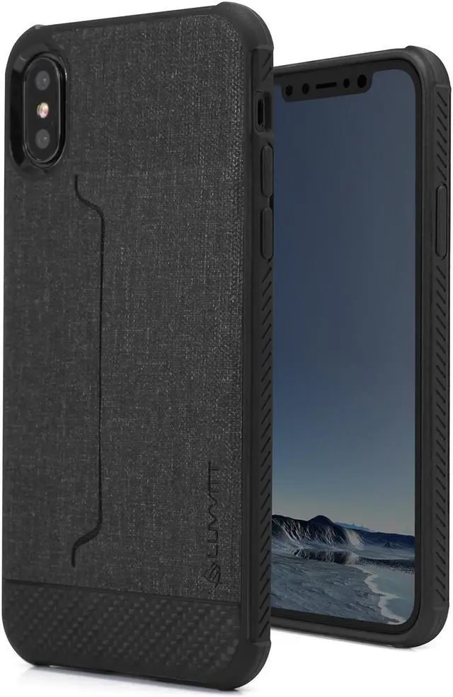 Alt view image 7 of 7 - Luvvitt Gabbana Wallet Case with Fabric for iPhone XS / X - Black / Carbon Fiber