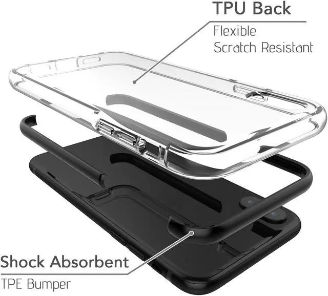 Alt view image 3 of 7 - Luvvitt ProofTech Drop Protection Hybrid Case for iPhone XS / X - Clear / Black