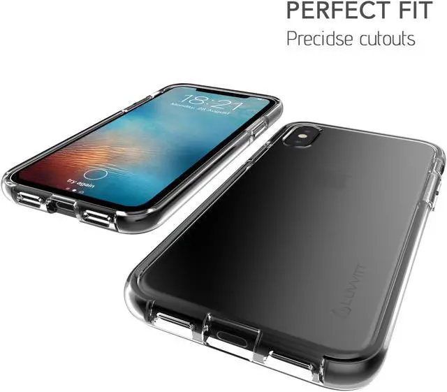 Alt view image 4 of 7 - Luvvitt ProofTech Drop Protection Hybrid Case for iPhone XS / X - Clear / Black