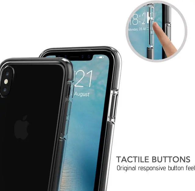 Alt view image 5 of 7 - Luvvitt ProofTech Drop Protection Hybrid Case for iPhone XS / X - Clear / Black