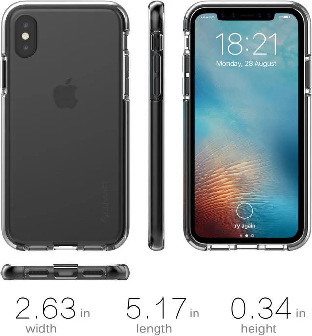 Alt view image 7 of 7 - Luvvitt ProofTech Drop Protection Hybrid Case for iPhone XS / X - Clear / Black